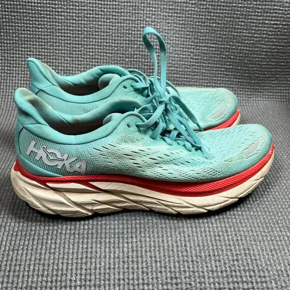 Hoka One‎ One Clifton 8 Athletic Shoes Womens Size 8B Blue Running Comfort Light