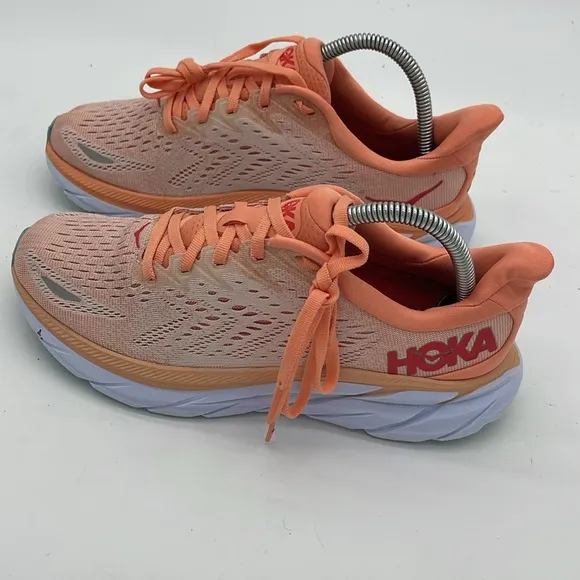 Hoka One One Clifton 8 Cantaloupe Coral Pink Women’s Running Shoes Size 7.5 B