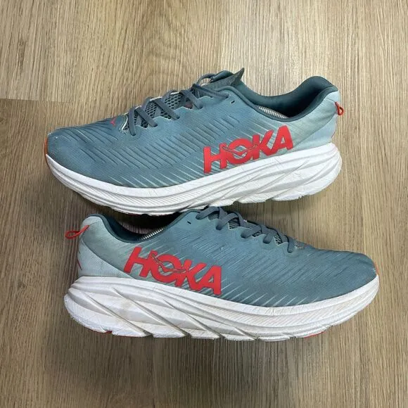 Hoka One One Mens 12D Blue Rincon 3 Running Walking Low Top Laced Up