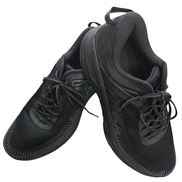 Hoka One One Men's Black Max Cushioned Bondi 7 Athletic Shoes