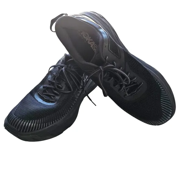 Hoka One One Men's Black Max Cushioned Bondi 7 Athletic Shoes