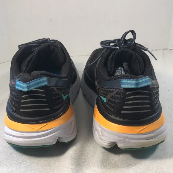 Hoka One One Mens Bondi 7 Black/Atlantis Lace Up  Breathable Mesh Running Shoes