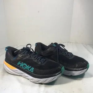 Hoka One One Mens Bondi 7 Black/Atlantis Lace Up  Breathable Mesh Running Shoes