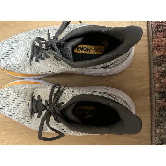 Hoka One One Men's Clifton 8, Running Shoes, Size 11D Gray, Black Orange