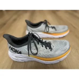 Hoka One One Men's Clifton 8, Running Shoes, Size 11D Gray, Black Orange