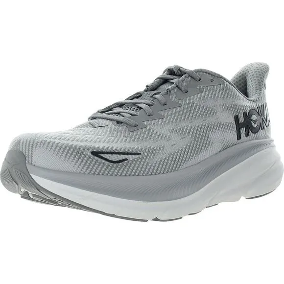 Hoka One One Mens Cliftons Gray Breathable Athletic and Training Shoes New