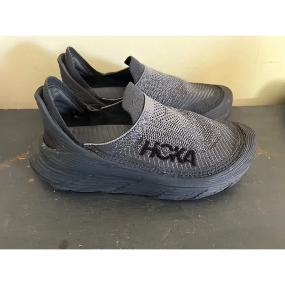 Hoka One One Mens Slip-On Recovery Shoes Size 12 Black Mesh &amp; Rubber Sole Lightw