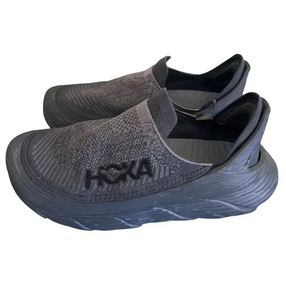Hoka One One Mens Slip-On Recovery Shoes Size 12 Black Mesh &amp; Rubber Sole Lightw
