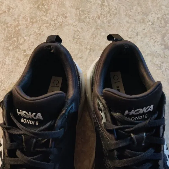 Hoka One One Womens Bondi 8 1127952 BWHT Black Running Shoes Sneakers Size 9.5 B