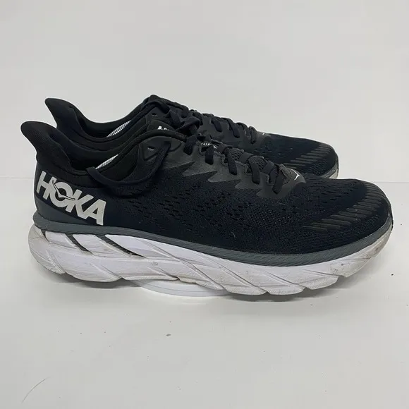 Hoka Shoes Men Size 12.5 Clifton 7 Running Black Sneakers Comfort Road  3888
