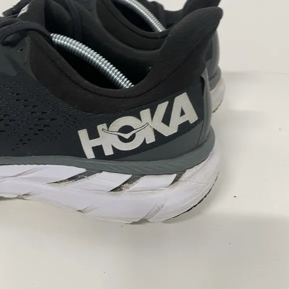 Hoka Shoes Men Size 12.5 Clifton 7 Running Black Sneakers Comfort Road  3888