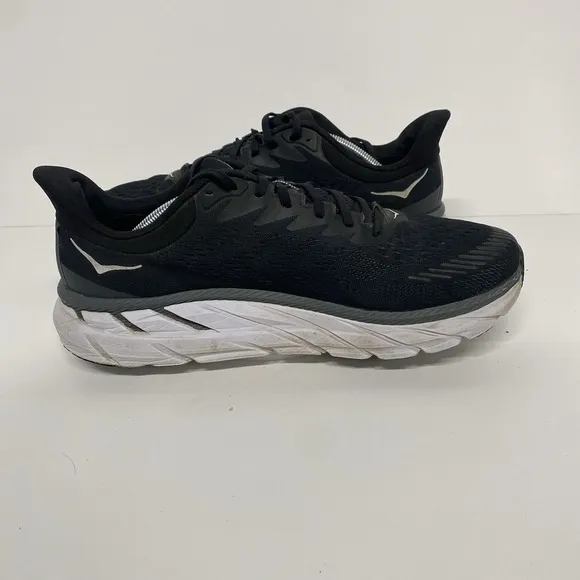 Hoka Shoes Men Size 12.5 Clifton 7 Running Black Sneakers Comfort Road  3888