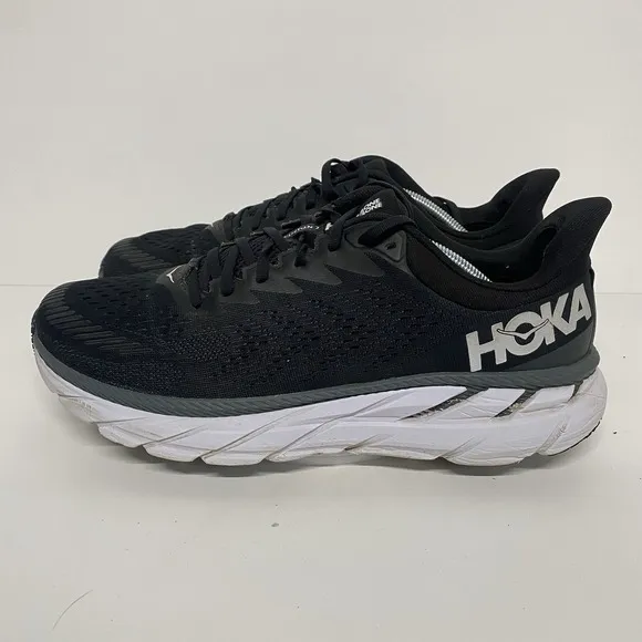 Hoka Shoes Men Size 12.5 Clifton 7 Running Black Sneakers Comfort Road  3888