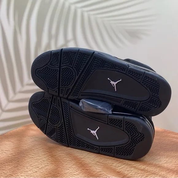 Hot hot hot Jordan 4 Black Cat Men's Black Athletic Shoes Size 8
