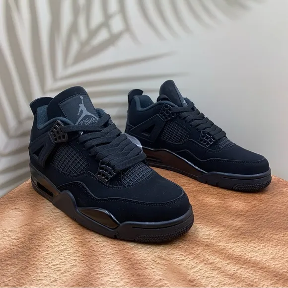 Hot hot hot Jordan 4 Black Cat Men's Black Athletic Shoes Size 8