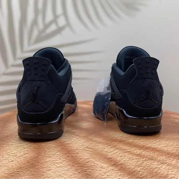 Hot hot hot Jordan 4 Black Cat Men's Black Athletic Shoes Size 8
