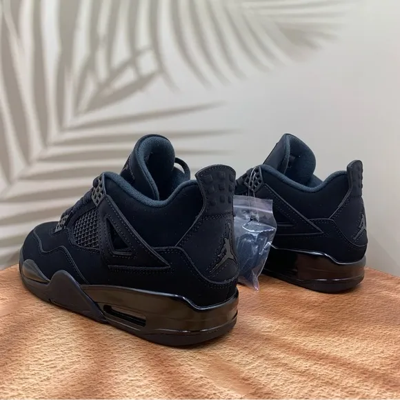Hot hot hot Jordan 4 Black Cat Men's Black Athletic Shoes Size 8