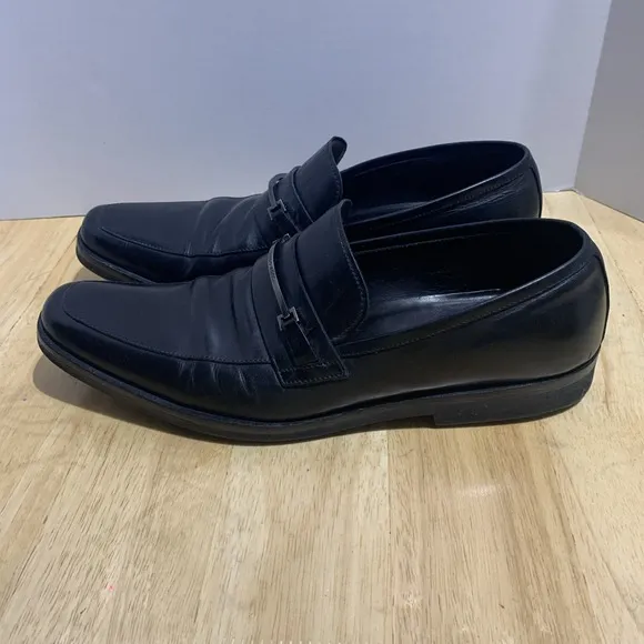 Hugo Boss Gumlite Men's Size 11 Horsebit Loafers Black Leather Dress Shoes.
