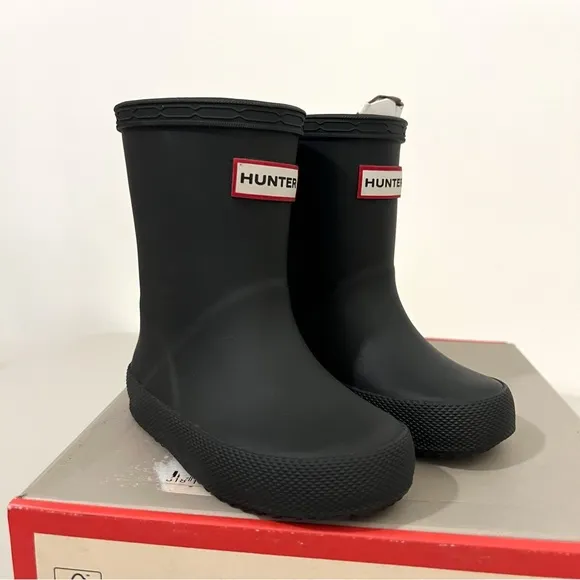 Hunter Kids Black Waterproof Rain Boots Boys Size 5/Girls Size 6