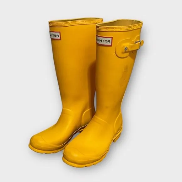 Hunter Original Big Kids Gloss 4UK/5US Yellow Classic Rain Boots