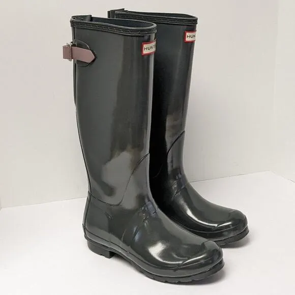Hunter Original Tall Gloss Rain Boots, Grey, Women's 7 M