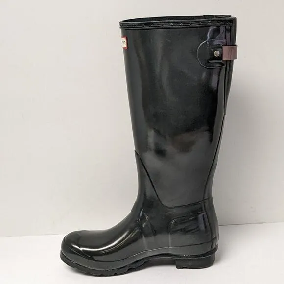 Hunter Original Tall Gloss Rain Boots, Grey, Women's 7 M