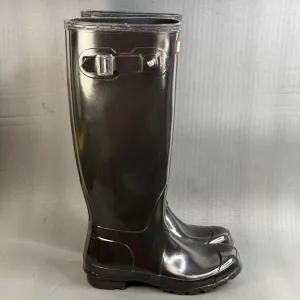 Hunter Original Tall Gloss Waterproof Rain Boots, Brown, Womens 6