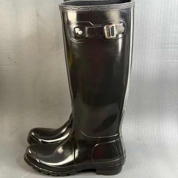 Hunter Original Tall Gloss Waterproof Rain Boots, Brown, Womens 6