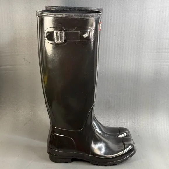 Hunter Original Tall Gloss Waterproof Rain Boots, Brown, Womens 6