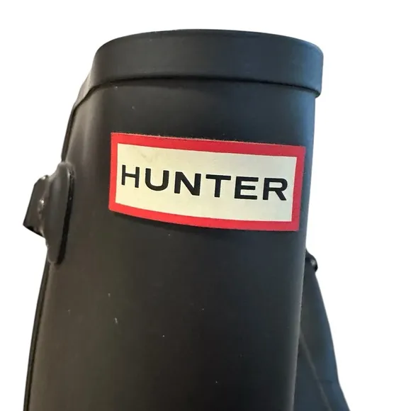Hunter Original Tall Rain Boots Black Matte Waterproof Knee High Boots Size 8