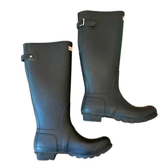 Hunter Original Tall Rain Boots Matte Black Women’s Size 10 EUC Waterproof