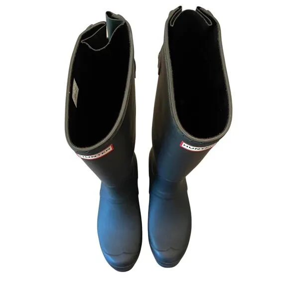 Hunter Original Tall Rain Boots Matte Black Women’s Size 10 EUC Waterproof