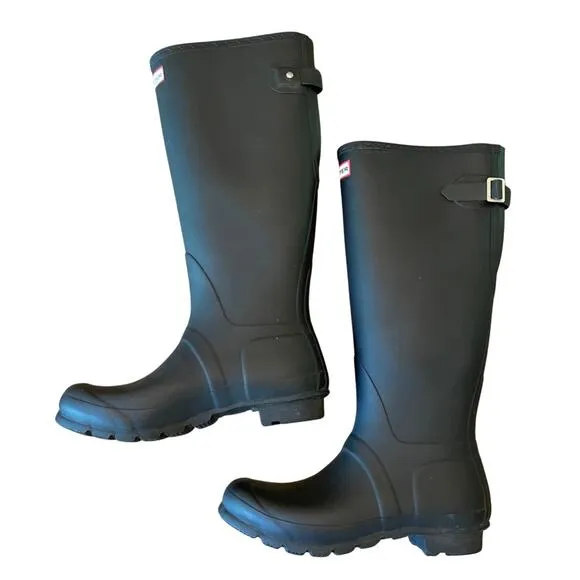Hunter Original Tall Rain Boots Matte Black Women’s Size 10 EUC Waterproof