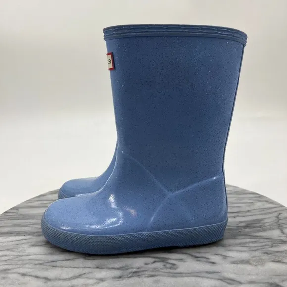 Hunter Rain Boots Youth Boys 10 Blue First Classic Starcloud Glitter Waterproof