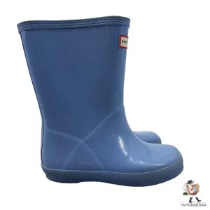 Hunter Rain Boots Youth Boys 10 Blue First Classic Starcloud Glitter Waterproof