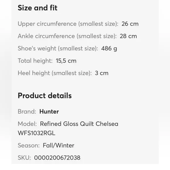 Hunter Refined Gloss Quilted Chelsea Black Rain Boots Size 11M New Without Box