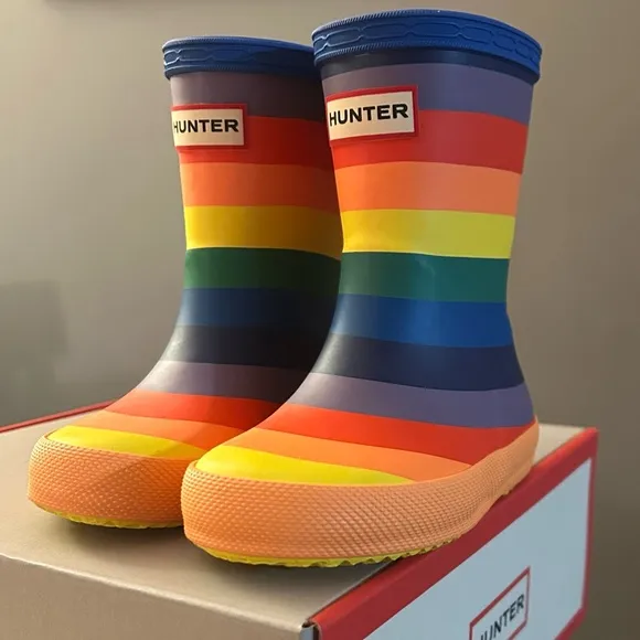 Hunter Striped Waterproof Rubber Rain Boots