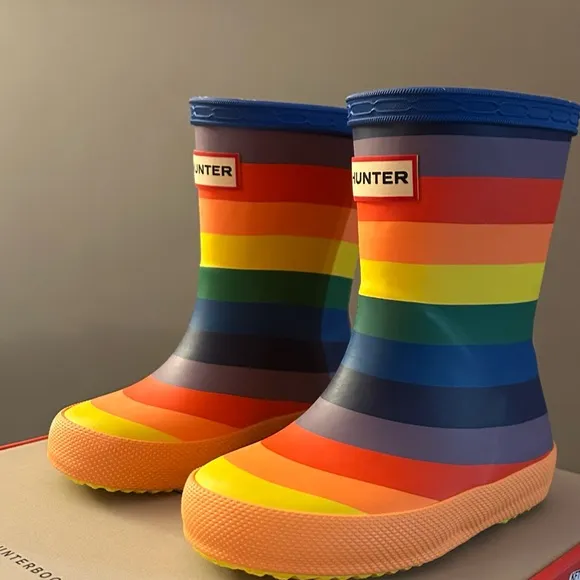 Hunter Striped Waterproof Rubber Rain Boots