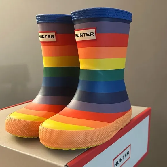 Hunter Striped Waterproof Rubber Rain Boots