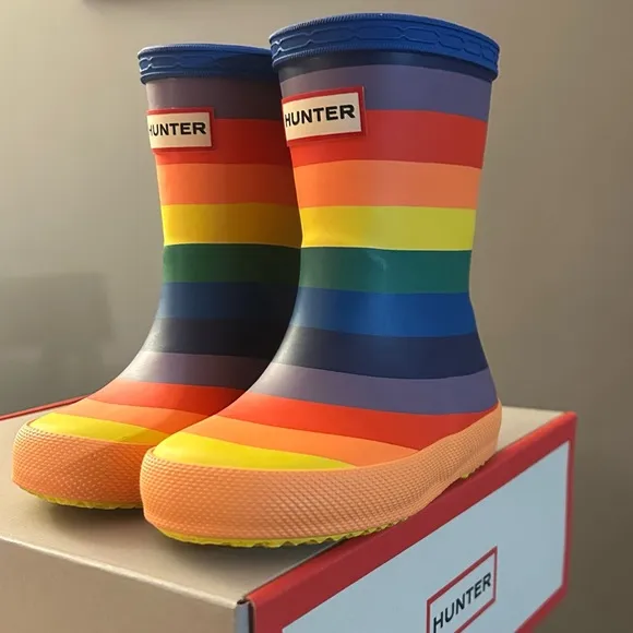 Hunter Striped Waterproof Rubber Rain Boots