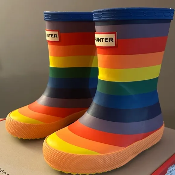 Hunter Striped Waterproof Rubber Rain Boots
