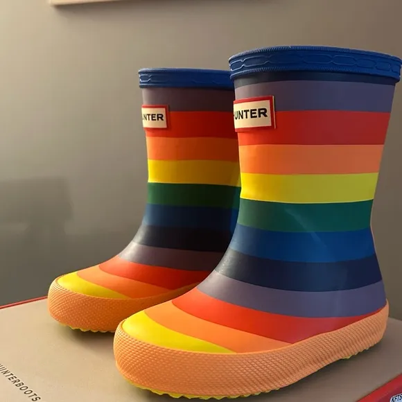 Hunter Striped Waterproof Rubber Rain Boots