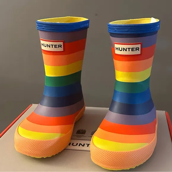 Hunter Striped Waterproof Rubber Rain Boots
