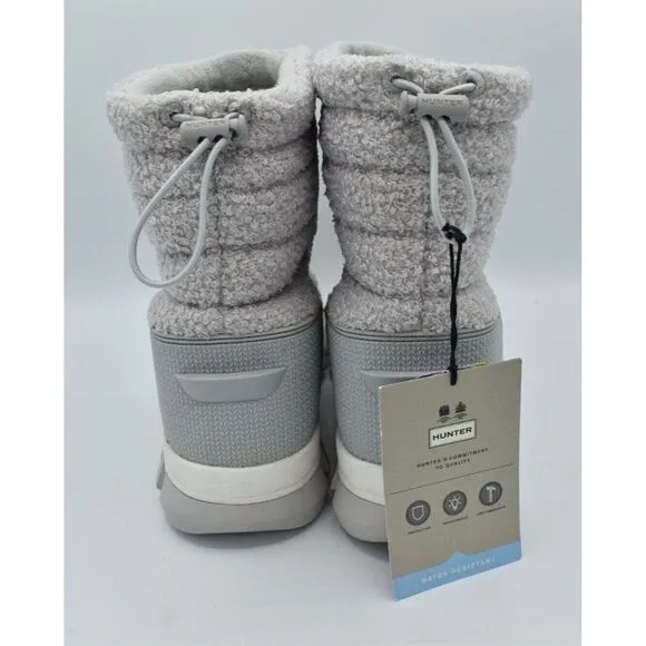 Hunter Womens Size 10 High Pile Fleece Sherpa Frosted Grey Short Snow Boots
