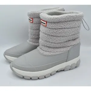 Hunter Womens Size 10 High Pile Fleece Sherpa Frosted Grey Short Snow Boots
