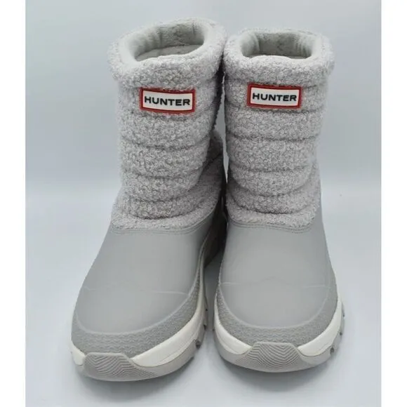 Hunter Womens Size 10 High Pile Fleece Sherpa Frosted Grey Short Snow Boots