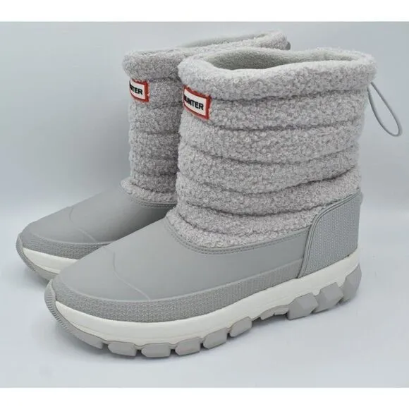 Hunter Womens Size 10 High Pile Fleece Sherpa Frosted Grey Short Snow Boots