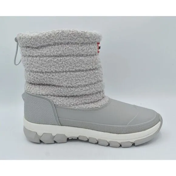 Hunter Womens Size 10 High Pile Fleece Sherpa Frosted Grey Short Snow Boots