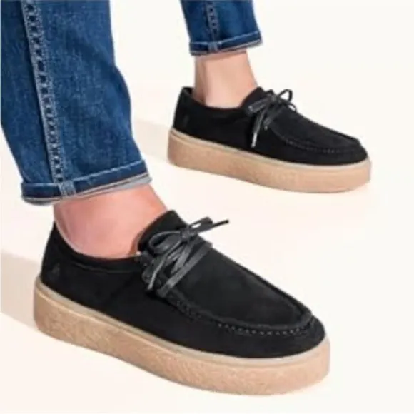 Hush Puppies Bridget Bold Black Suede Platform Sneakers 8.5