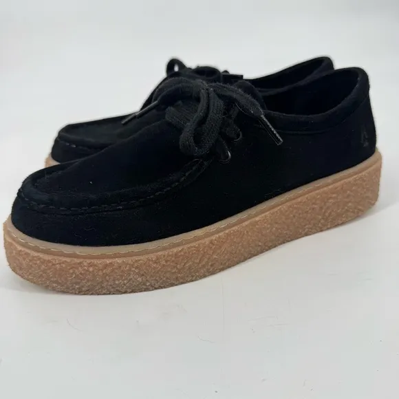 Hush Puppies Bridget Bold Black Suede Platform Sneakers 8.5